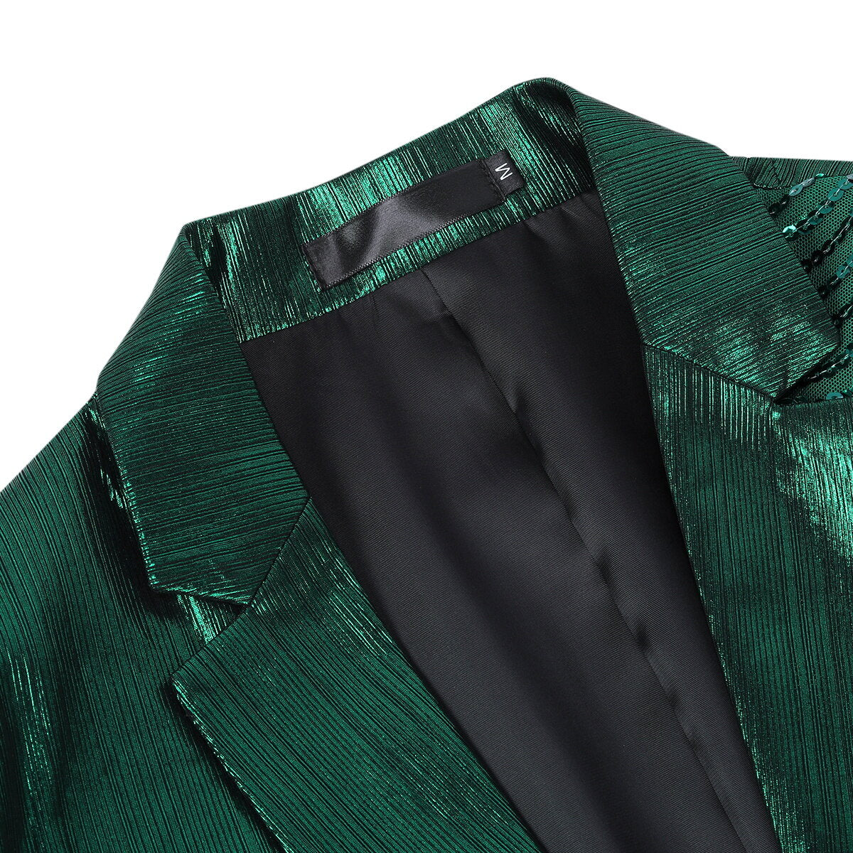 Green Slim Fit Half-Sequin Blazer