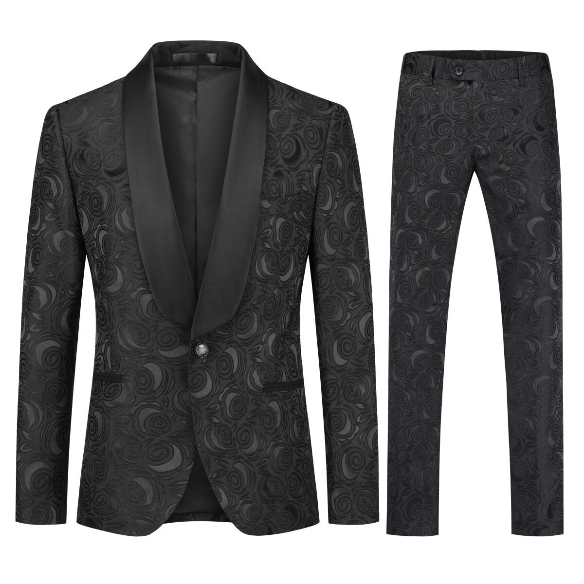 Black Paisley Suit 2-Piece Slim Fit Suit