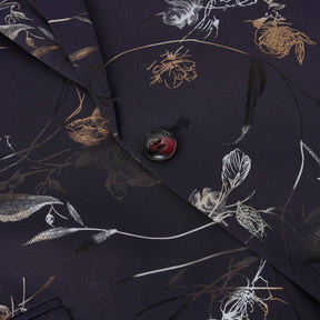 Slim Fit Floral Print Casual Purple Blazer