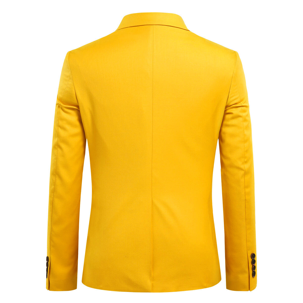 3-Piece Slim Fit Solid Color Jacket Smart Wedding Formal Suit Yellow - Cloudstyle