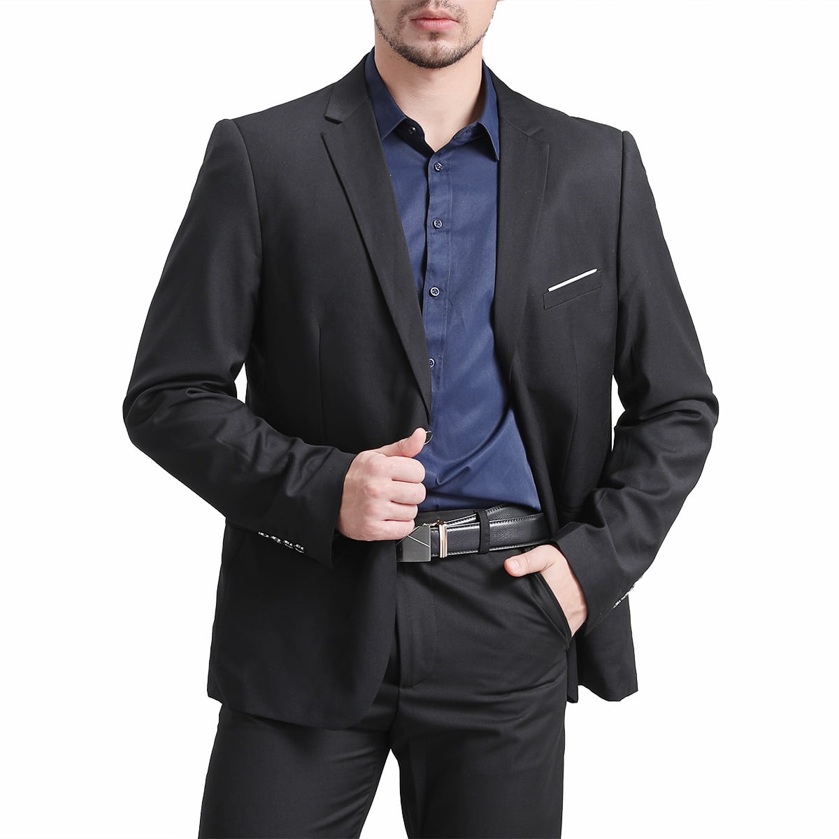 Mens Slim Fit Blazer Jacket Two-Button Notched Lapel Casual Suit Jacket WHOLESALE - Cloudstyle