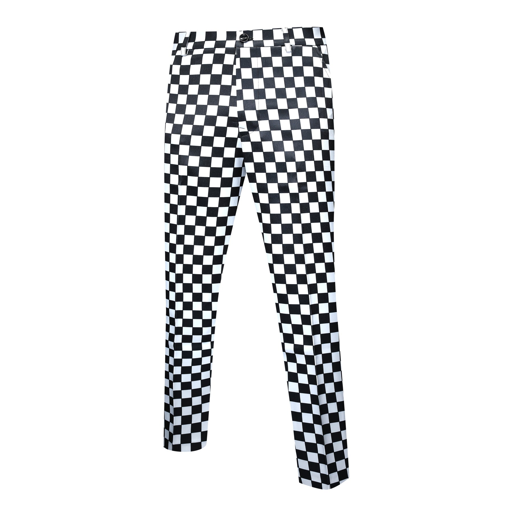 2-Piece Checkerboard Print Slim Fit Plaid Suit