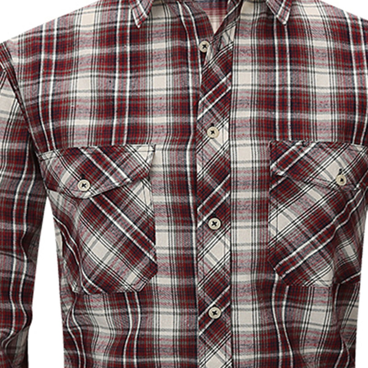 Men's Lapel Paid Long-sleeved Shirt WHOLESALE - Cloudstyle