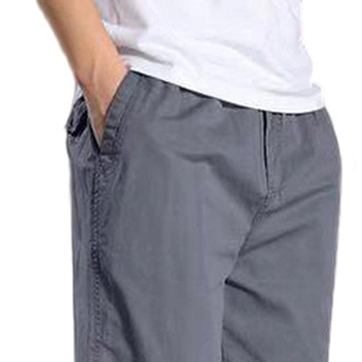 Men's Solid High-Waisted Straight-Leg Loose Casual Pants Khaki