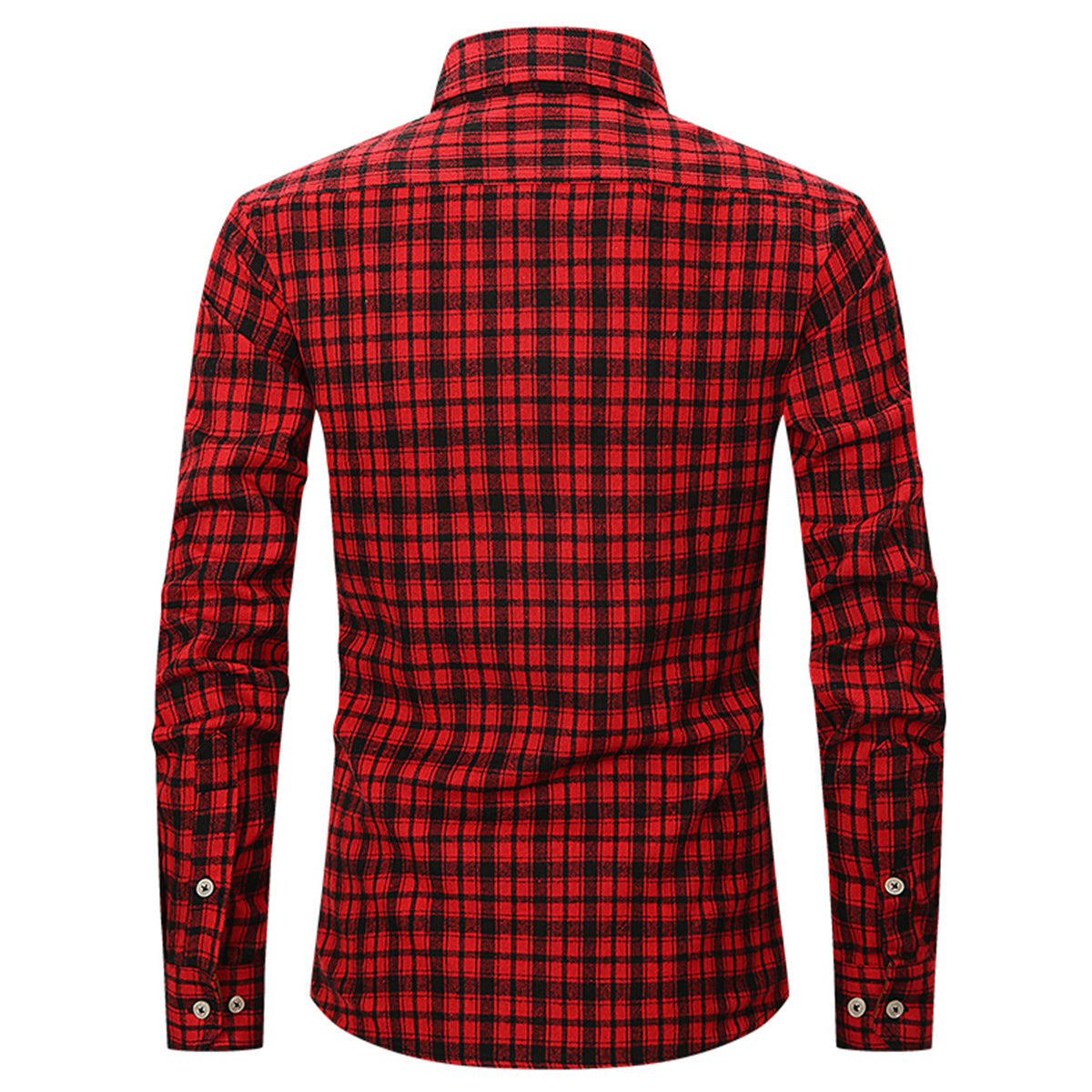 Men's Lapel Paid Long-sleeved Shirt Green and Black