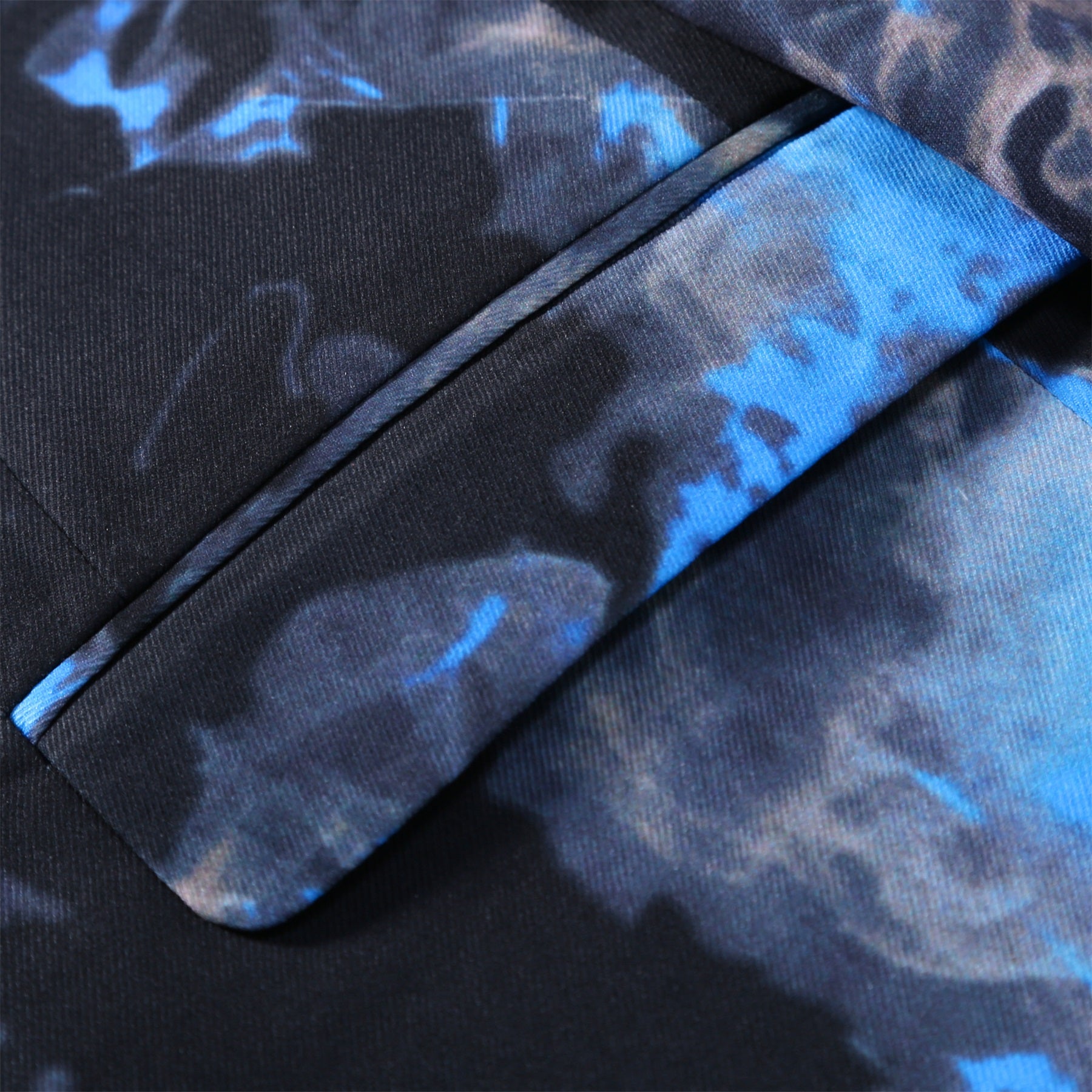 Slim Fit Flame Print Royal Blue Blazer - Cloudstyle