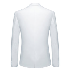 Slim Fit 2 Piece Suit 2 Button Formal Business Wedding Solid Suits White