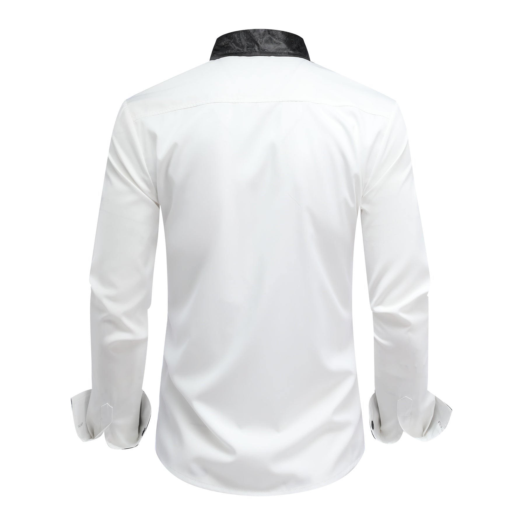 Men's long-sleeved casual shirt with a sky blue lapel and gray collar
