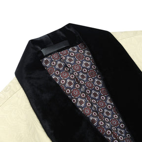 3-Piece Paisley Light Khaki Suit Shawl Collar Suit