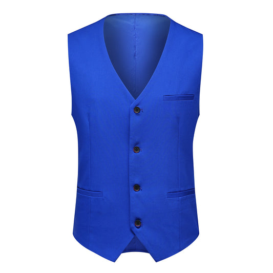 3-Piece Men's Solid 2-Button Suit Royal Blue - Cloudstyle