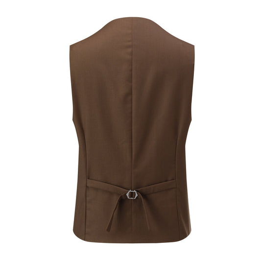 3-Piece Classic One Button Dark Coffee Suit - Cloudstyle