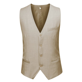 3-Piece One Button Formal Suit Beige Suit