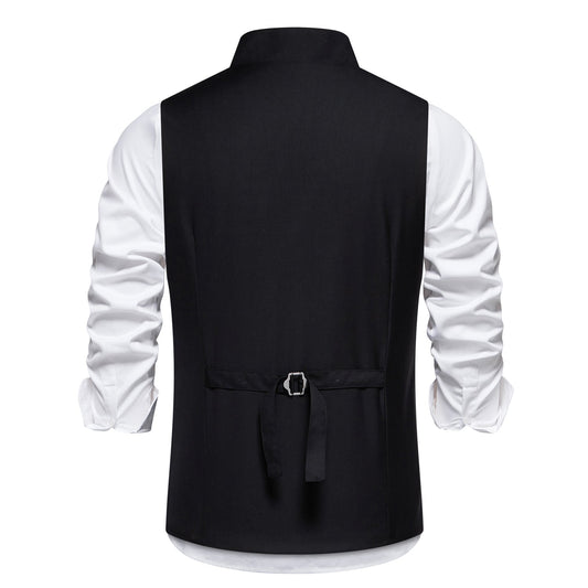 Men's solid color single-breasted slanted placket vest WHOLESALE - Cloudstyle