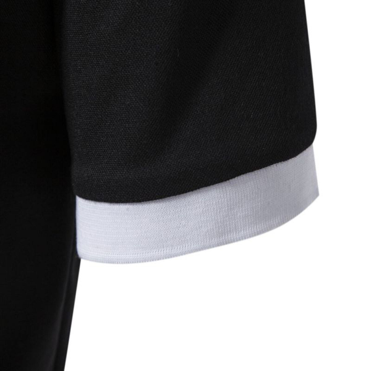 Men's Colourblock Lapel Short Sleeve Polo Shirt Black