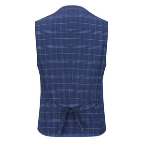 Three Piece Slim Fit Vintage Plaid Navy Suit