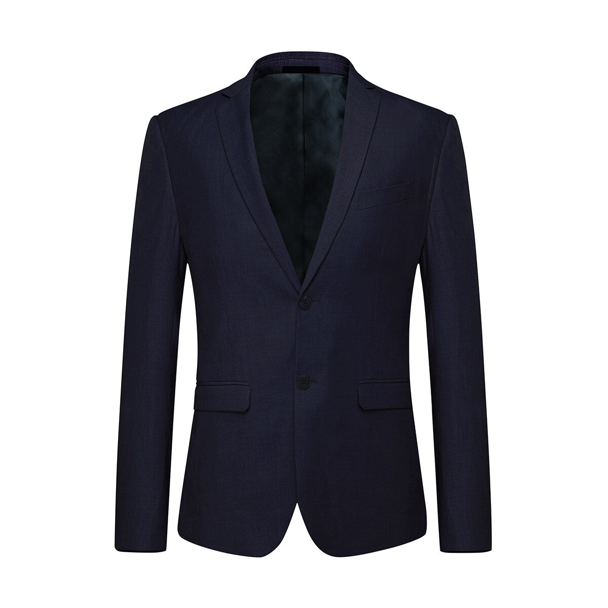 Slim Fit 2 Piece Suit 2 Button Formal Business Wedding Solid Suits Navy