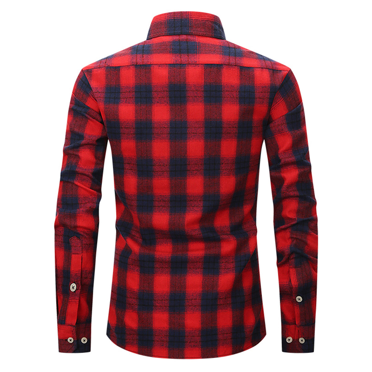 Men's Lapel Paid Long-sleeved Shirt Green and Black