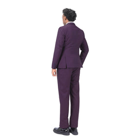 3-Piece One Button Formal Suit Dark Purple Suit
