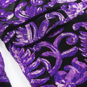 Purple Sequins Blazer Shawl Collar Blazer