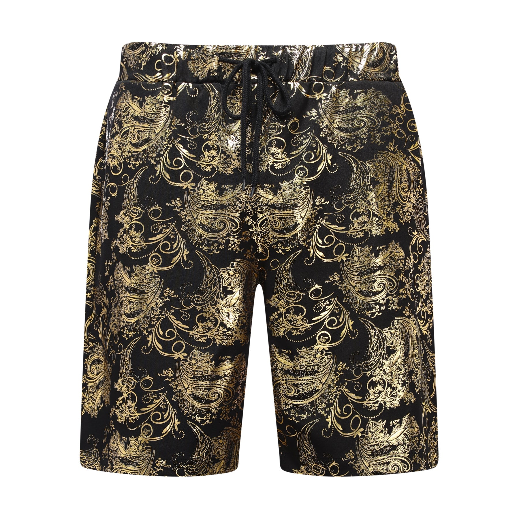 Men's Foil-Printed Short-Sleeve Shirt 2-Piece Set Gold