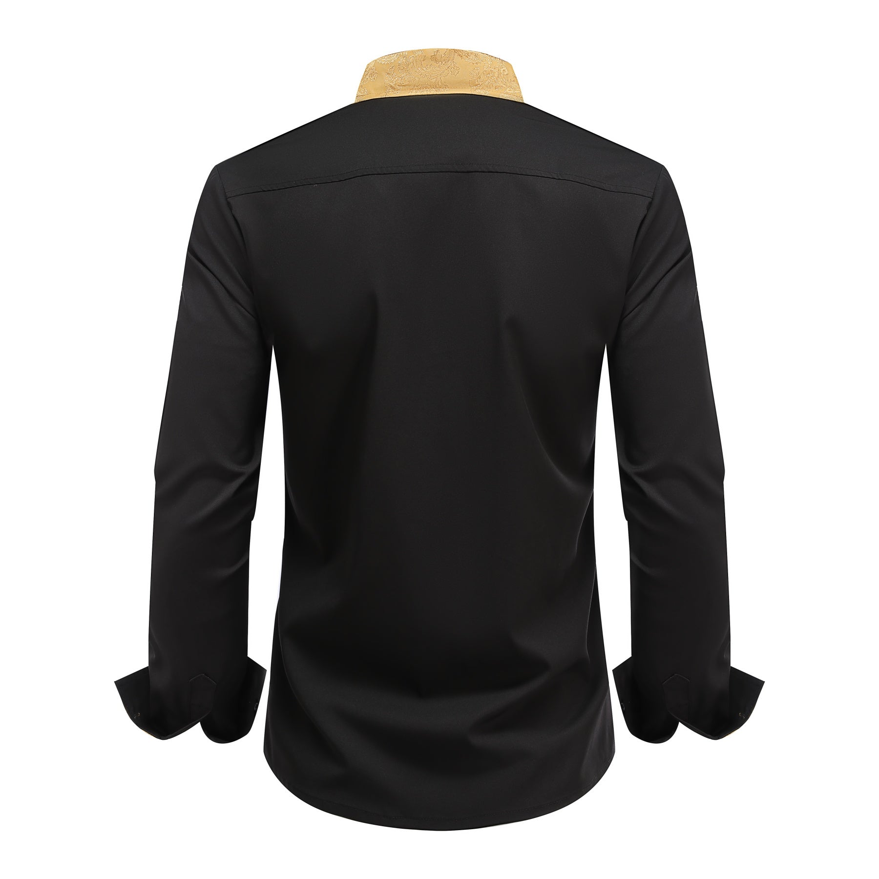 Men's long-sleeved casual shirt with a sky blue lapel and gray collar