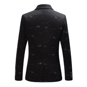 Men's Printed Single Breasted Slim Fit Blazer Black