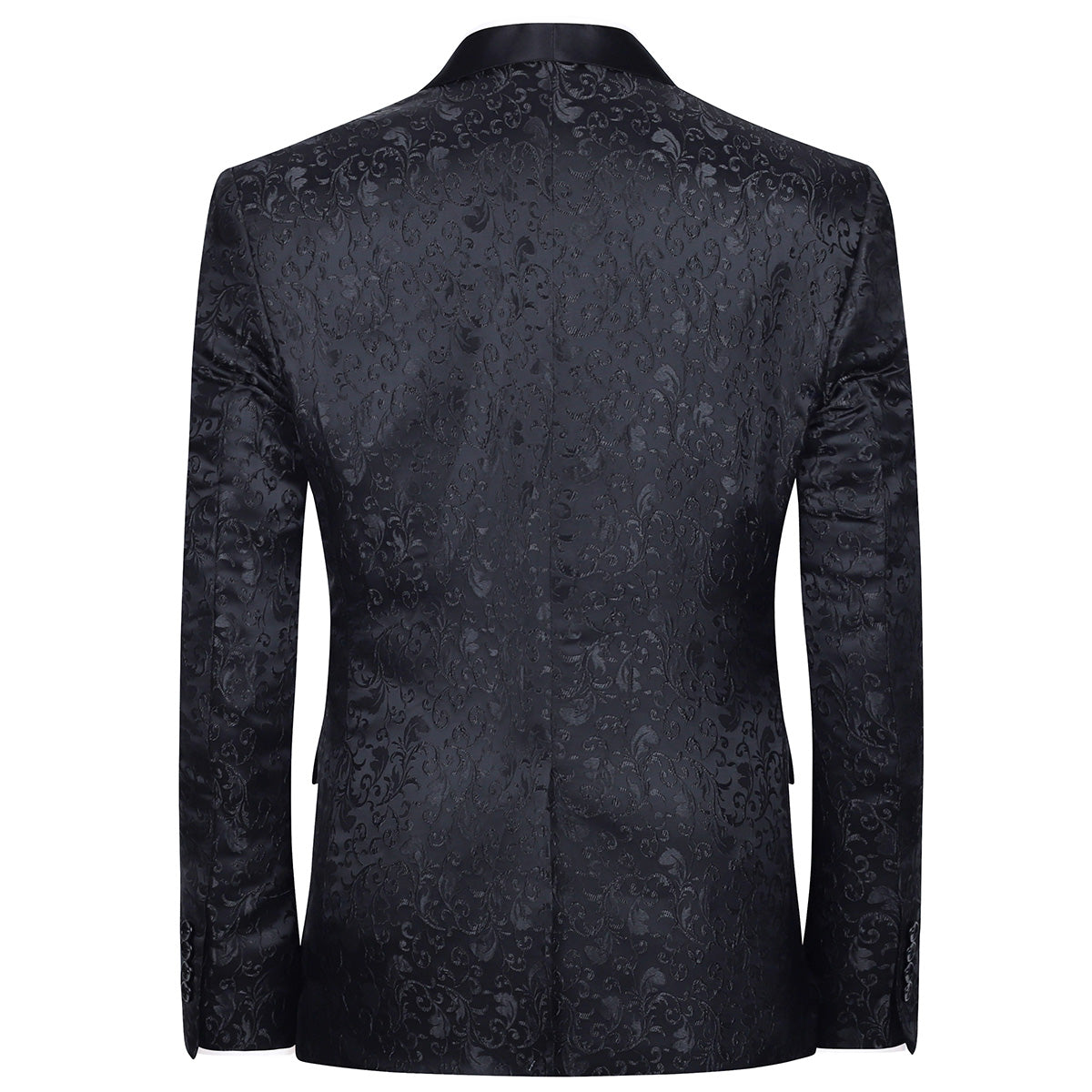Men's Floral Jacquard Dress Suit Jacket Printed Tux Blazer Black