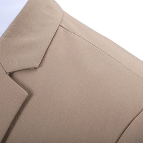 3-Piece Slim Fit Casual Suit Khaki