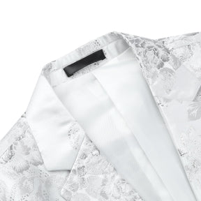 Men's Floral Suit Jacket Printed Blazer White