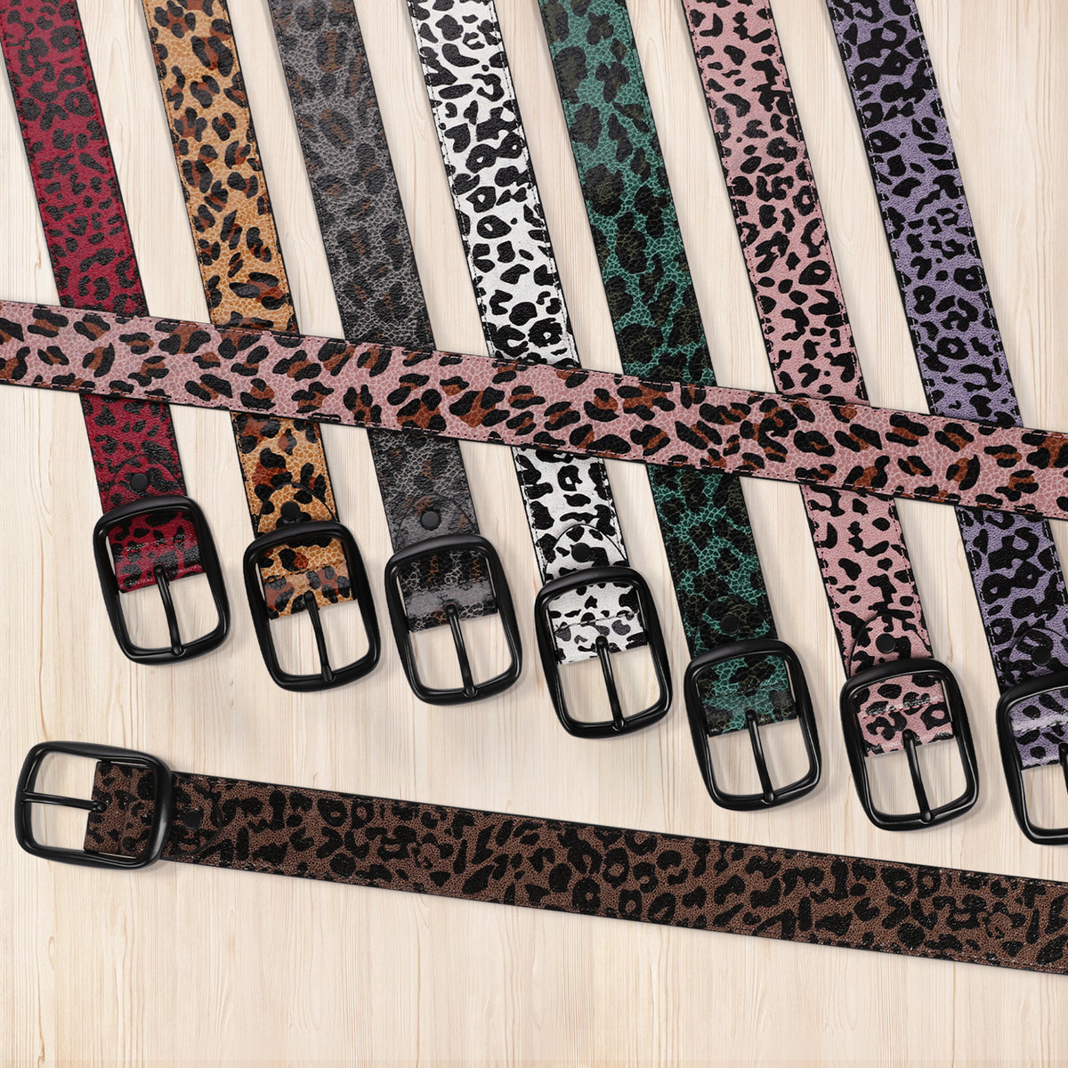 Leopard Printed Leather Belt 3 Colors