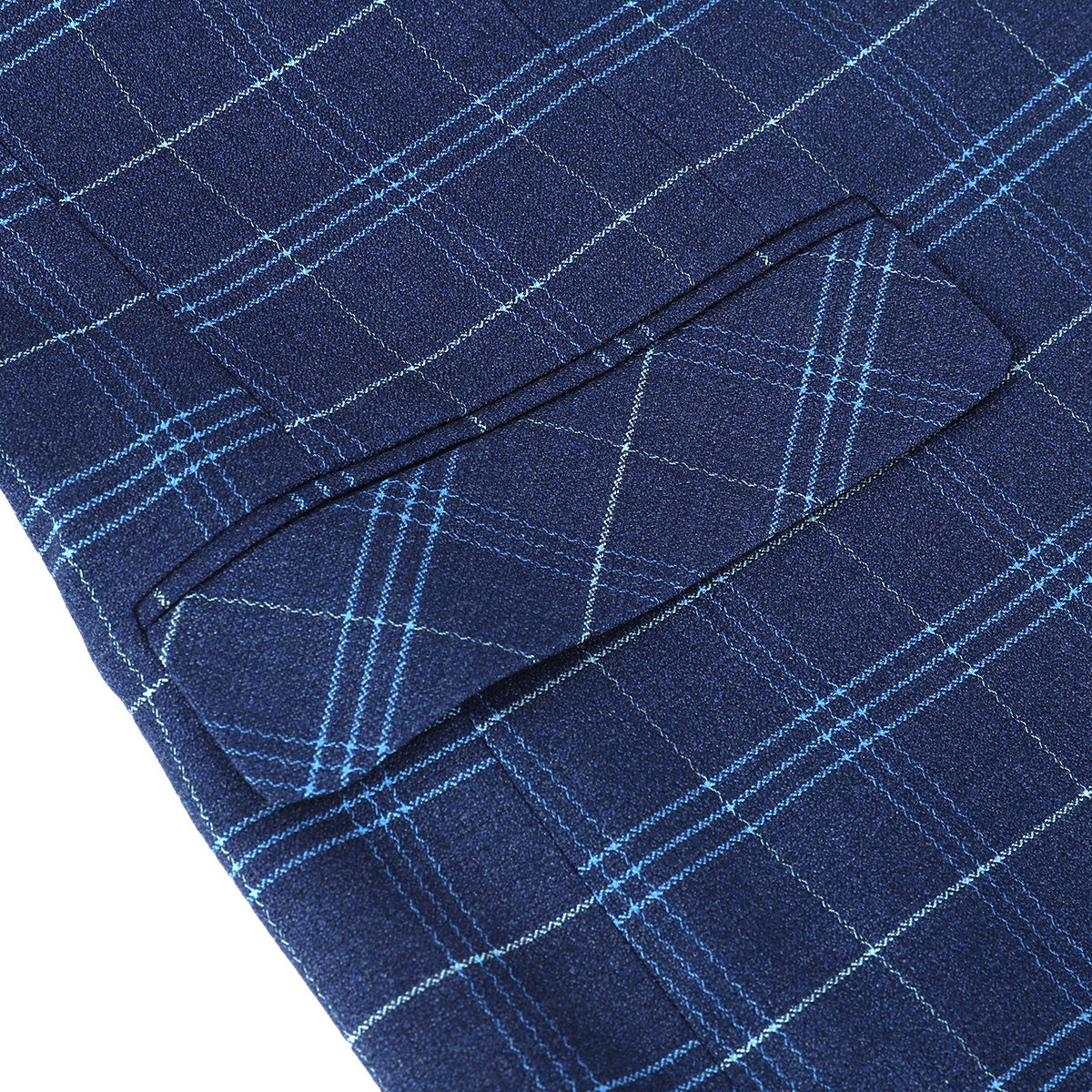 2-Piece Slim Fit Vintage Plaid Suit Blue