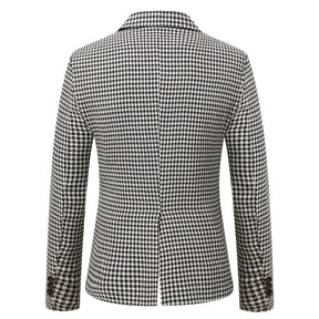 Men's Autumn Jacket Houndstooth One Button Casual Blazer