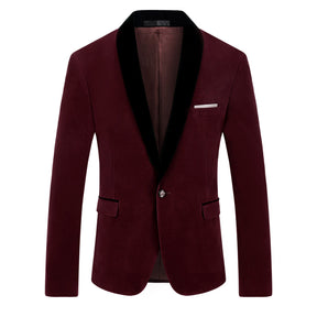 Maroon Velvet Jacket Shawl Collar Design Blazer