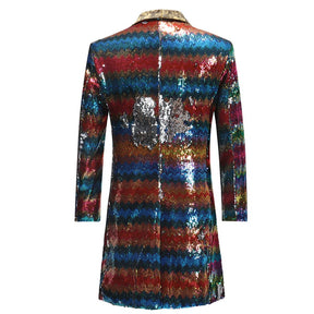 Rainbow Gradual Sequins Md-Long Blazer