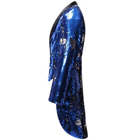 Blue Reversible Sequin Swallowtail Blazer