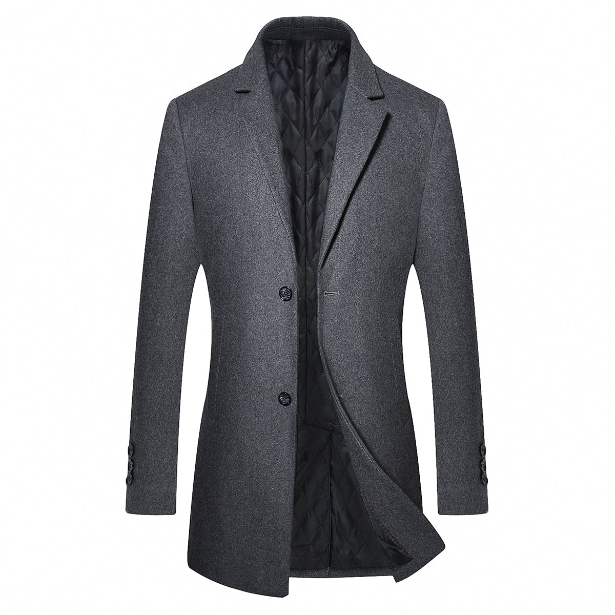 Men's Grey Long Winter Business Coat / Jacket Slim Fit