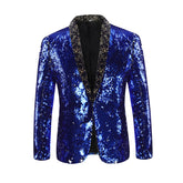 Slim Fit Reversible Sequins Blue Blazer