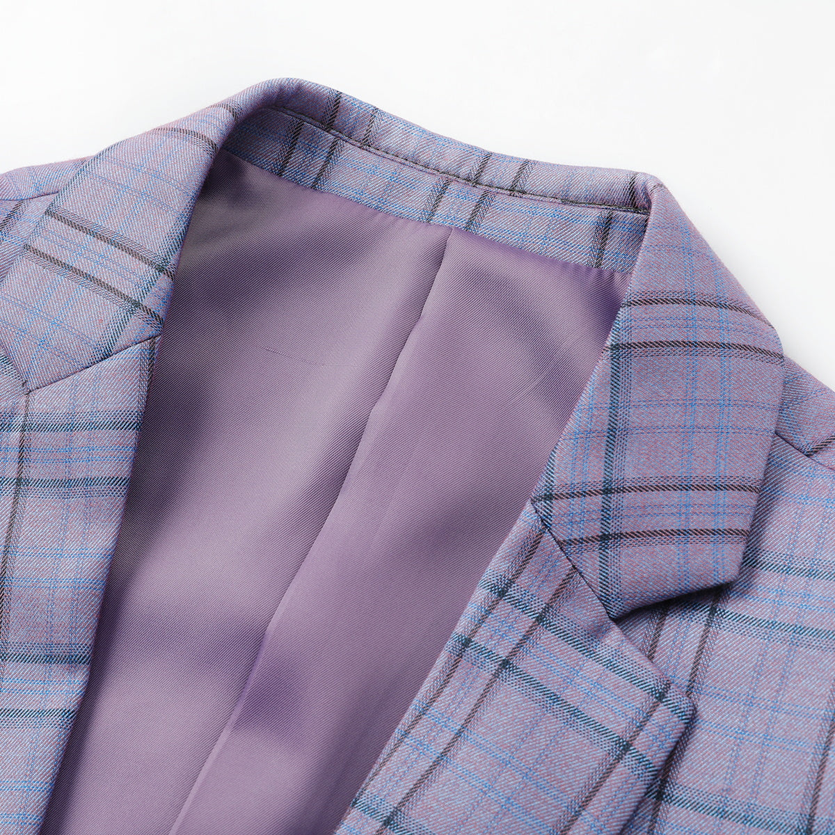 Plaid Stripe Suit Slim Fit 2-Piece Casual Suit Purple