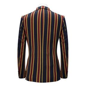 3-Piece Slim Fit Casual Stripe Red Suit