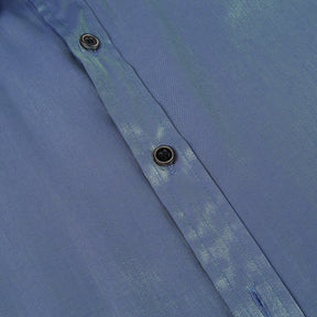Men's Solid Color Silk Comfort Long Sleeve Shirt Blue Purple