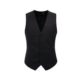 Slim Fit Solid Color Fashion Vest Black