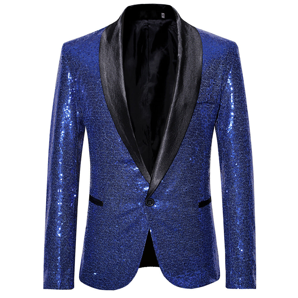 Shiny Sequin Jacket Blue Party Dinner Blazer