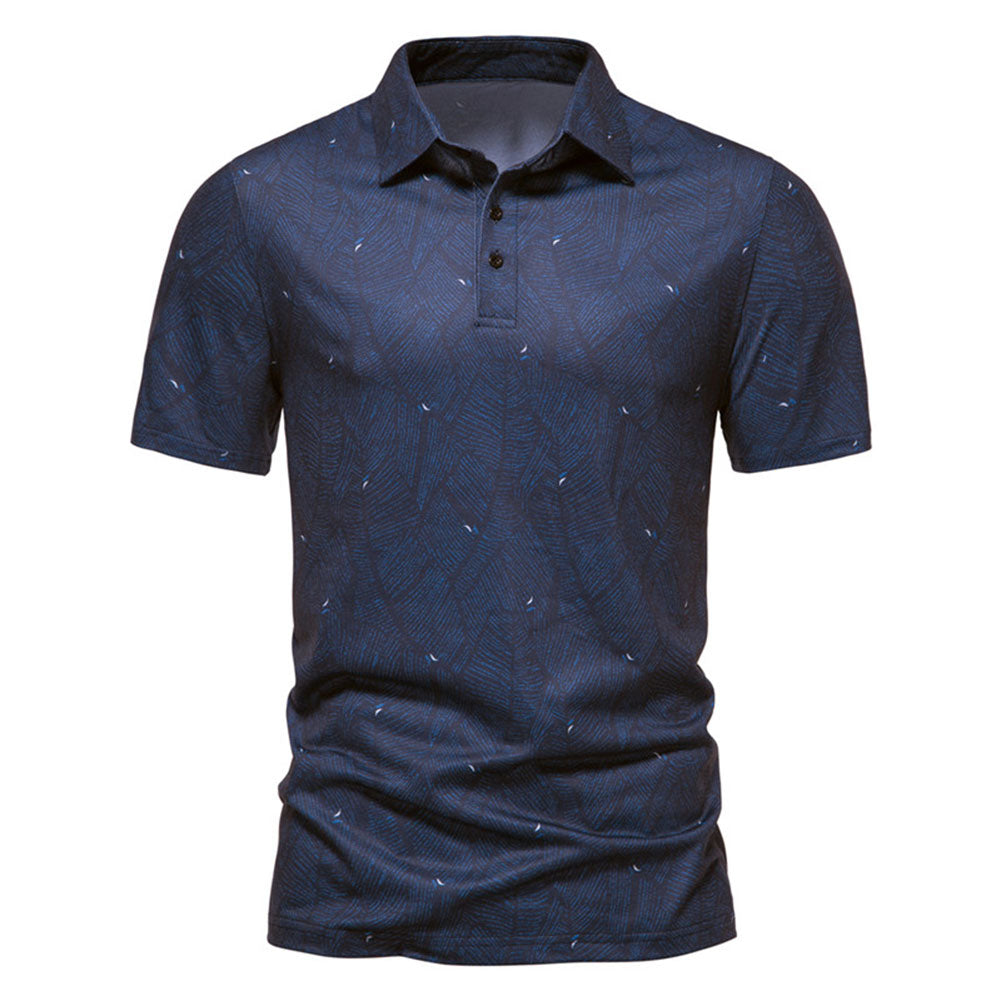 Slim Fit Star Print Polo Navy Shirt