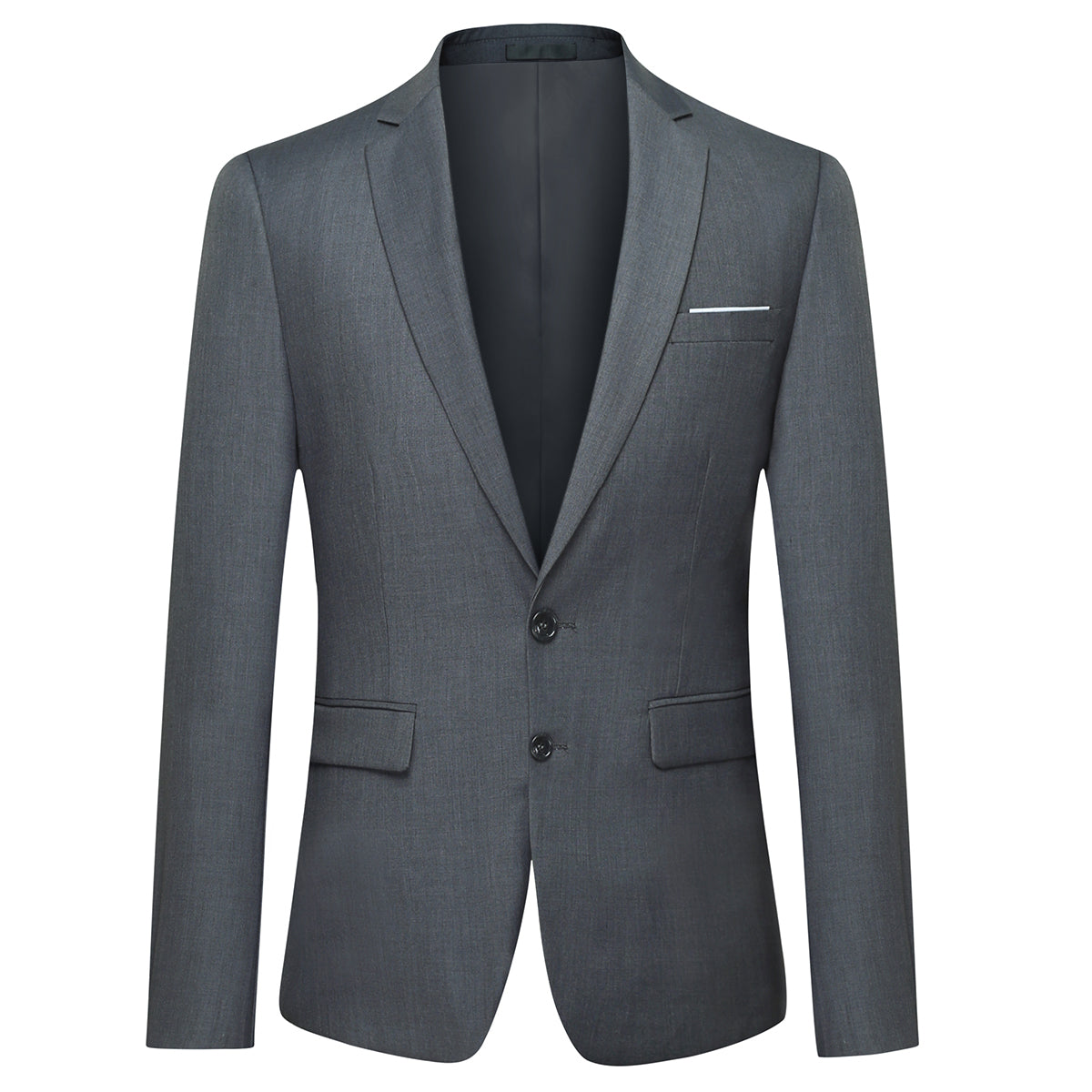 Mens 2-Piece Slim Fit Two Button Grey Suit - Cloudstyle
