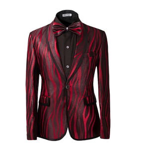 2-Piece Maroon Zebra Printed Shiny Suit