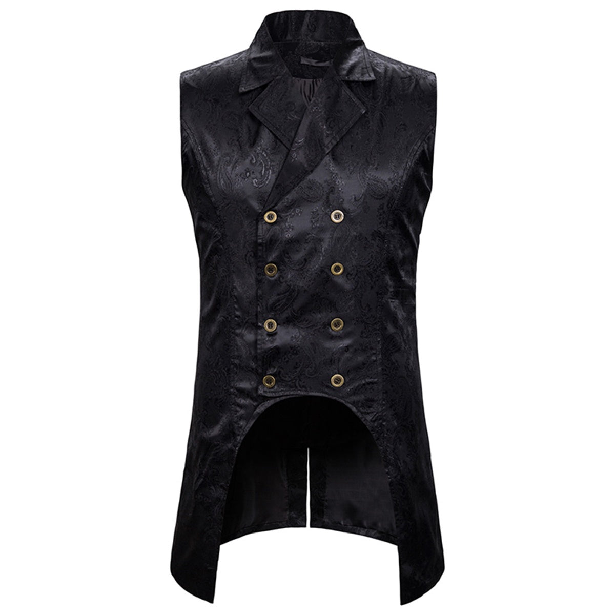 Paisley Dress Vest Floral Sleeveless Tailcoat Black