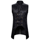 Paisley Dress Vest Floral Sleeveless Tailcoat Black