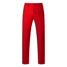 Men's Two-Button Back Slit Lapel Collar 3-Piece Suit Red