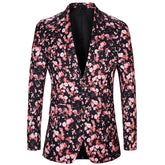 Pink Sakura Print Slim Fit Blazer