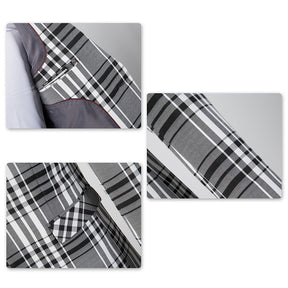 3-Piece Slim Fit Casual Suit Plaid Grey Suit